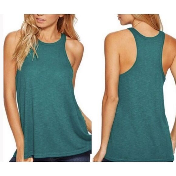 FREE PEOPLE LONG BEACH evergreen green RIBBED BOHO TANK TOP sz S - Picture 1 of 2
